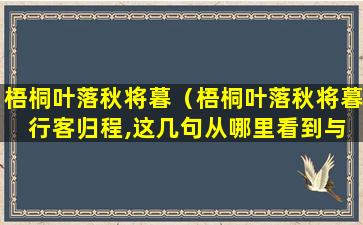 梧桐叶落秋将暮（梧桐叶落秋将暮 行客归程,这几句从哪里看到与佛有缘）